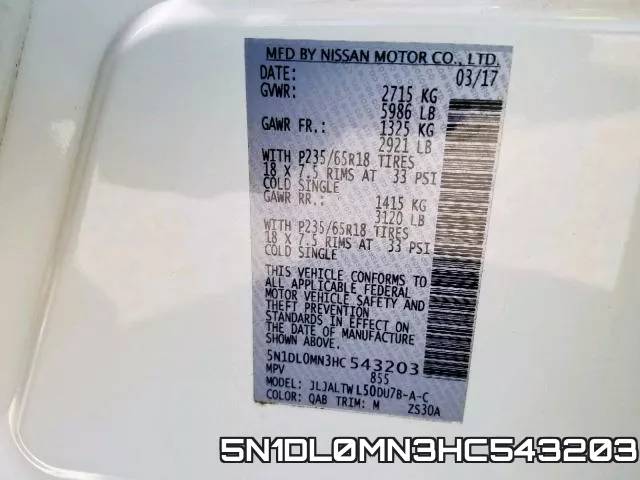 5N1DL0MN3HC543203 фото 2