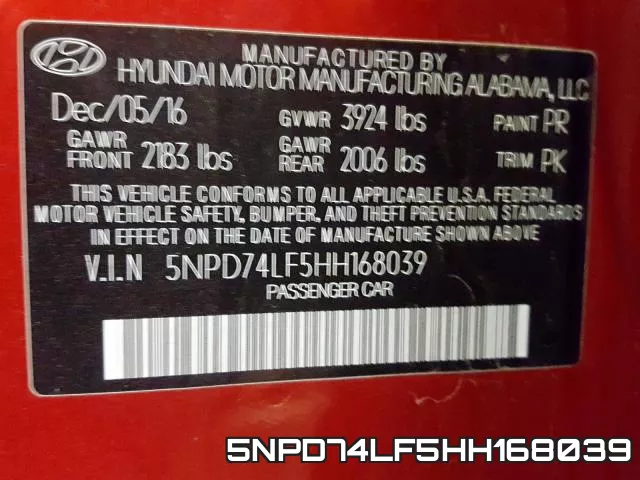 5NPD74LF5HH168039 фото 2