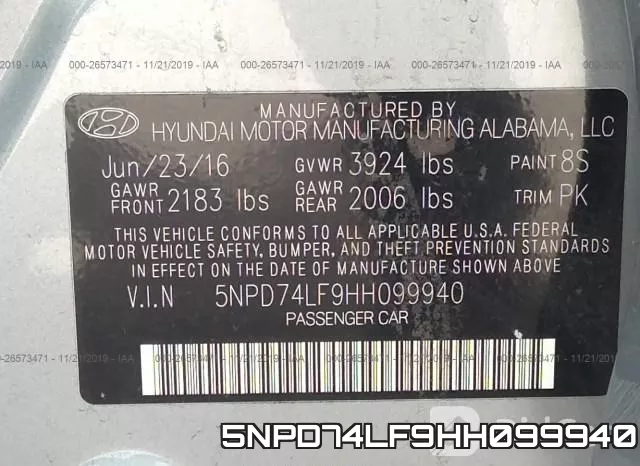 5NPD74LF9HH099940 фото 10