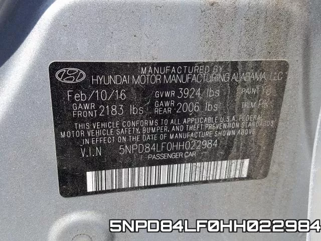 5NPD84LF0HH022984 фото 2