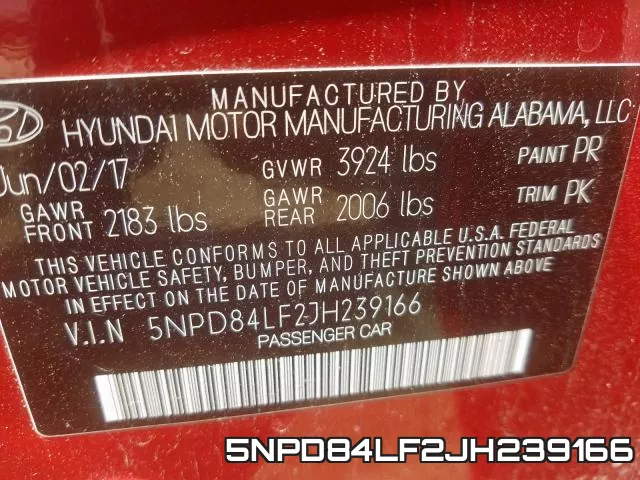 5NPD84LF2JH239166 фото 2