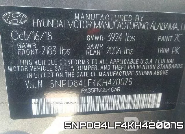 5NPD84LF4KH420075 фото 10