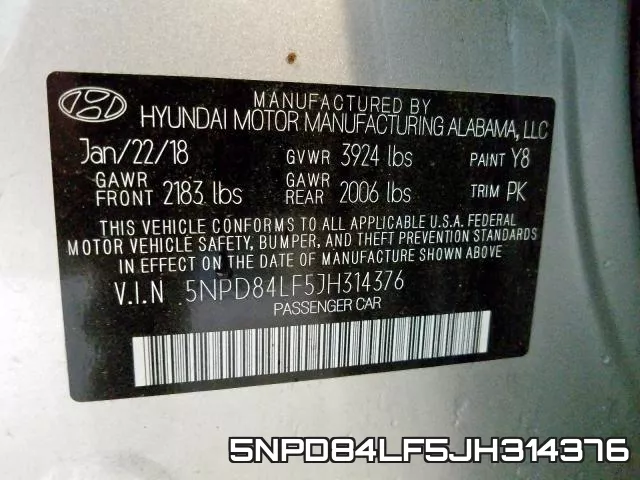 5NPD84LF5JH314376 фото 2