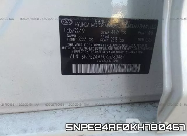 5NPE24AF0KH780467 фото 10