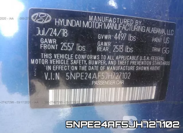 5NPE24AF5JH727102 фото 10