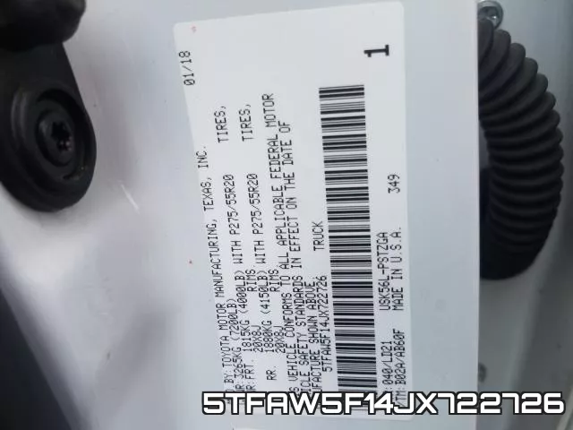5TFAW5F14JX722726 фото 2