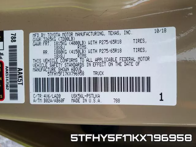 5TFHY5F17KX796958 фото 2