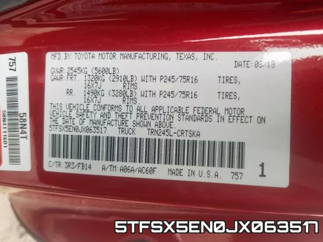 5TFSX5EN0JX063517 фото 2
