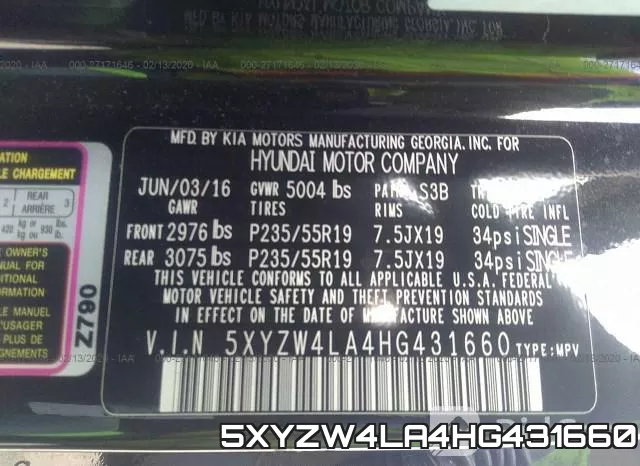 5XYZW4LA4HG431660 фото 10