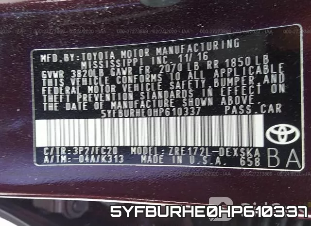 5YFBURHE0HP610337 фото 10