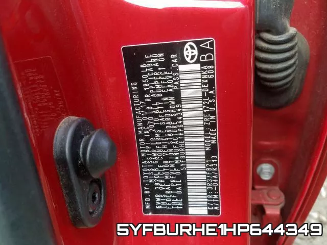 5YFBURHE1HP644349 фото 2