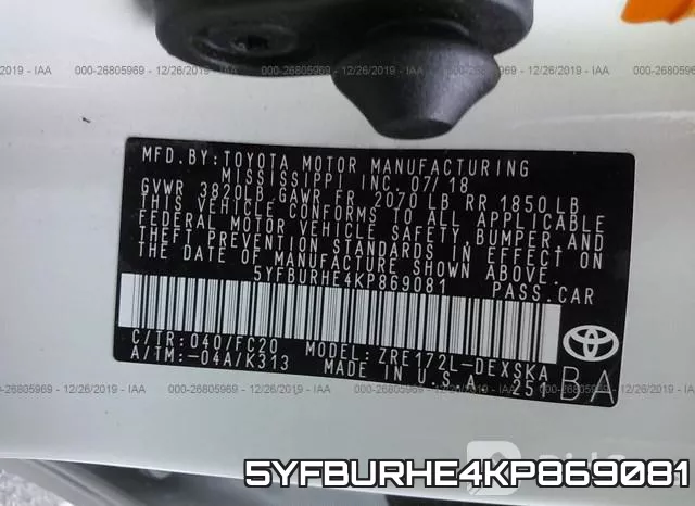 5YFBURHE4KP869081 фото 10