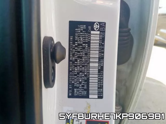 5YFBURHE7KP906981 фото 2