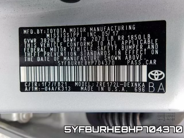 5YFBURHE8HP704370 фото 2