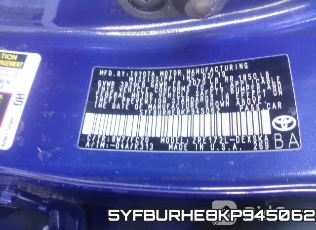 5YFBURHE8KP945062 фото 10