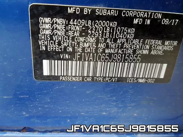 JF1VA1C65J9815855 фото 2