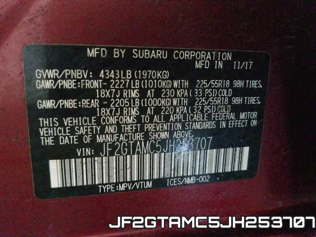 JF2GTAMC5JH253707 фото 2