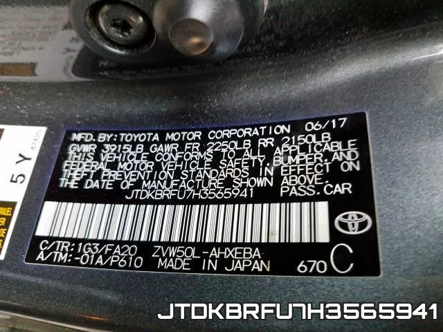 JTDKBRFU7H3565941 фото 2