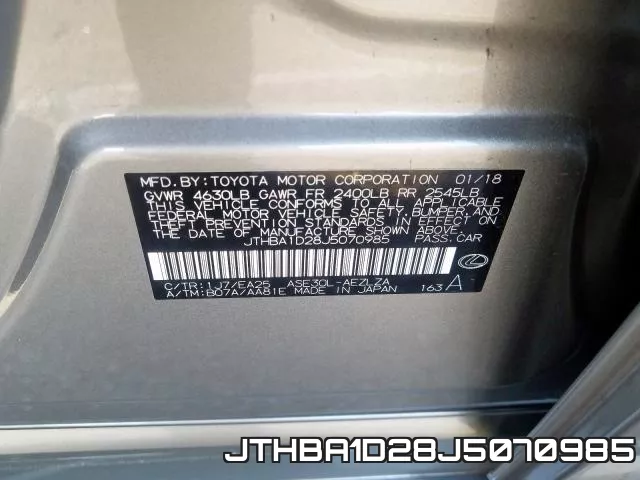 JTHBA1D28J5070985 фото 2