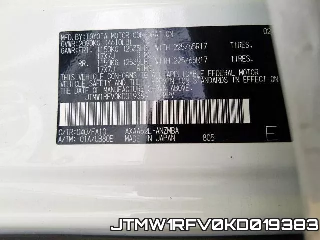 JTMW1RFV0KD019383 фото 2