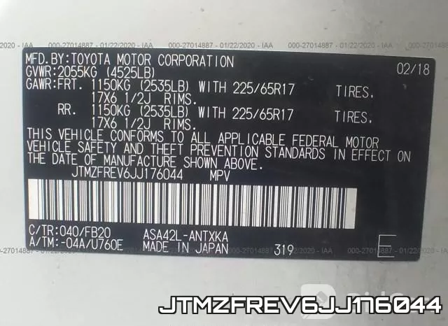 JTMZFREV6JJ176044 фото 10