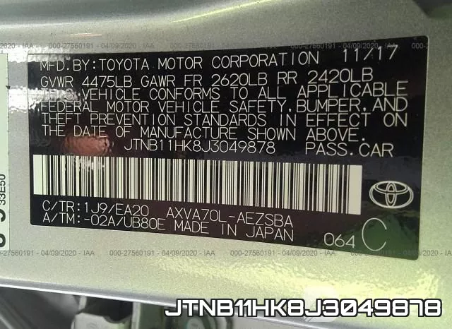 JTNB11HK8J3049878 фото 10