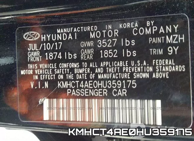 KMHCT4AE0HU359175 фото 10
