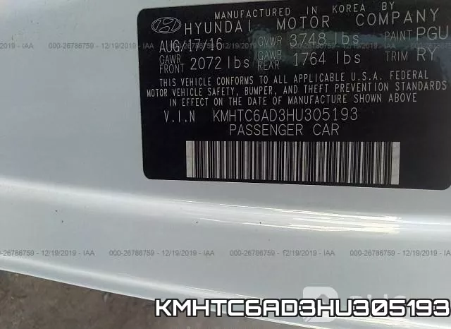 KMHTC6AD3HU305193 фото 10