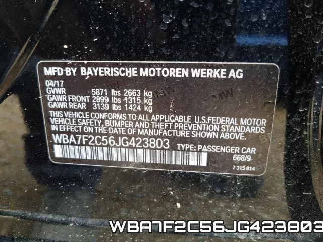 WBA7F2C56JG423803 фото 2