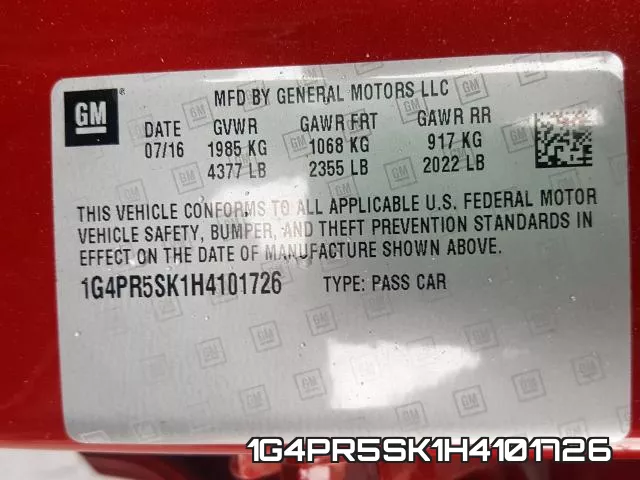 1G4PR5SK1H4101726 фото 2