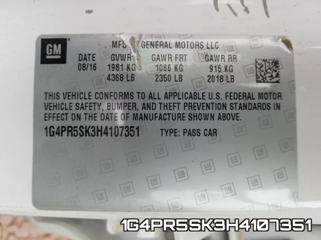 1G4PR5SK3H4107351 фото 2