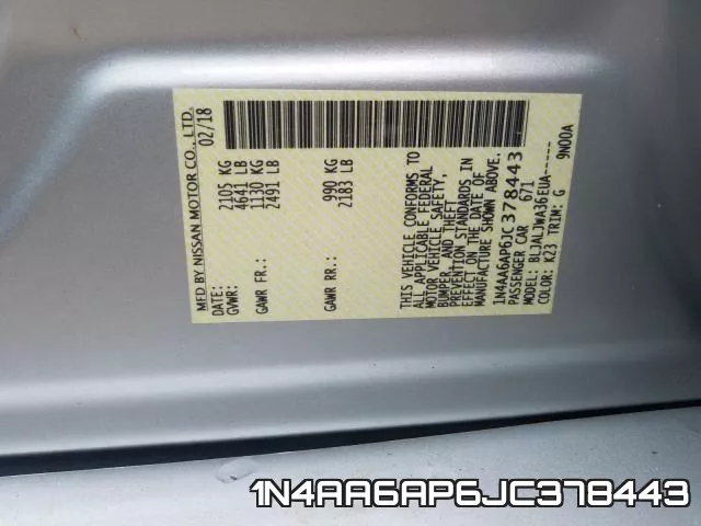 1N4AA6AP6JC378443 фото 2
