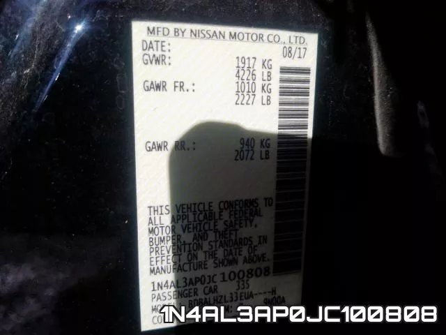 1N4AL3AP0JC100808 фото 2