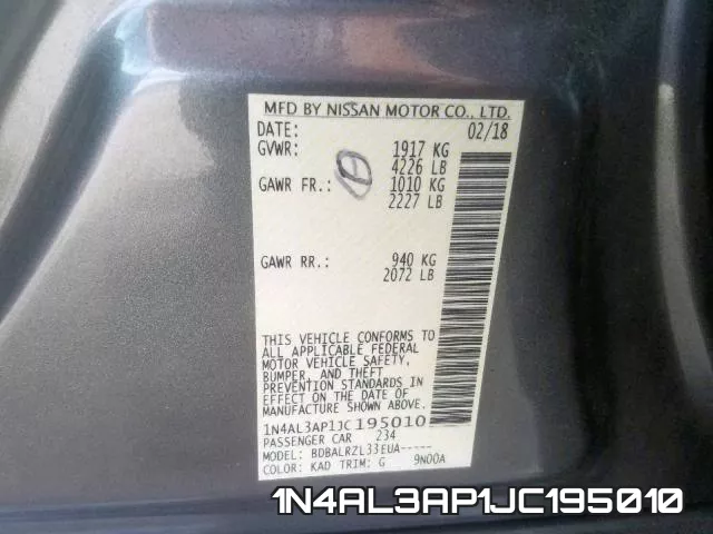 1N4AL3AP1JC195010 фото 2