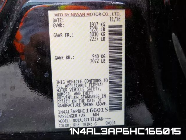 1N4AL3AP6HC166015 фото 2