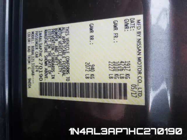 1N4AL3AP7HC270190 фото 2
