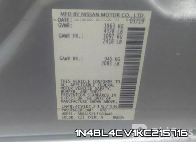 1N4BL4CV1KC215716 фото 10