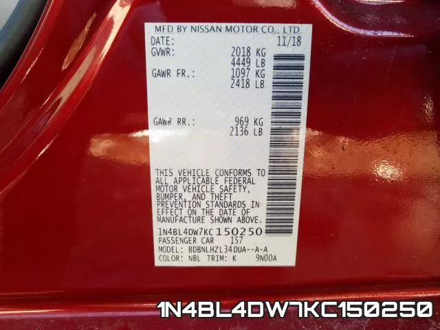 1N4BL4DW7KC150250 фото 2