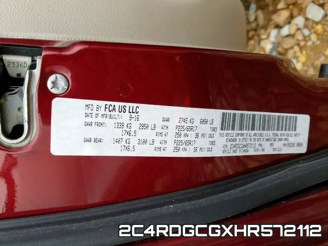 2C4RDGCGXHR572112 фото 2