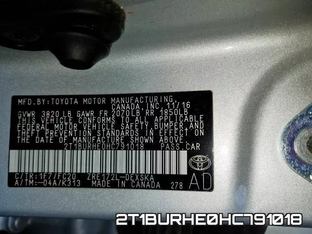 2T1BURHE0HC791018 фото 2