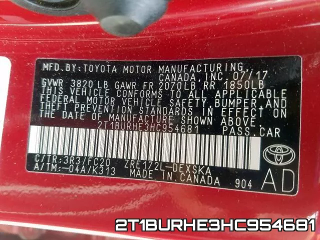 2T1BURHE3HC954681 фото 2