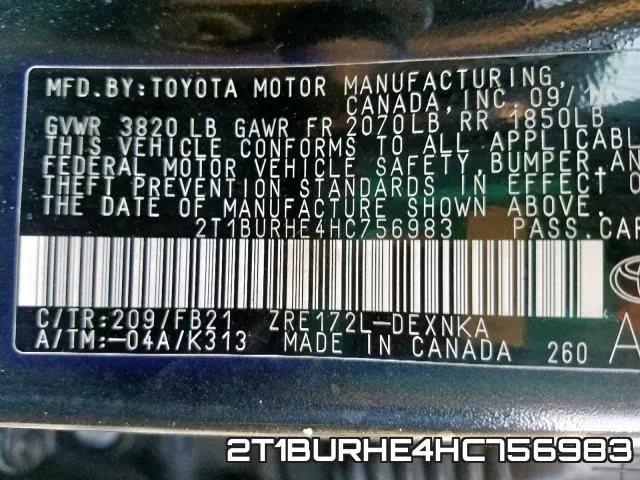 2T1BURHE4HC756983 фото 2