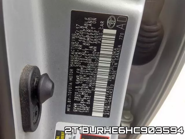 2T1BURHE6HC903594 фото 2
