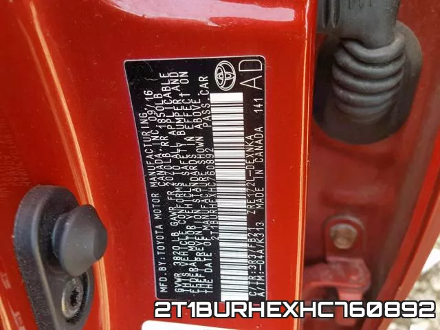 2T1BURHEXHC760892 фото 2