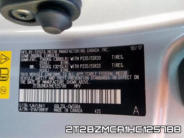 2T2BZMCA1HC125788 фото 2