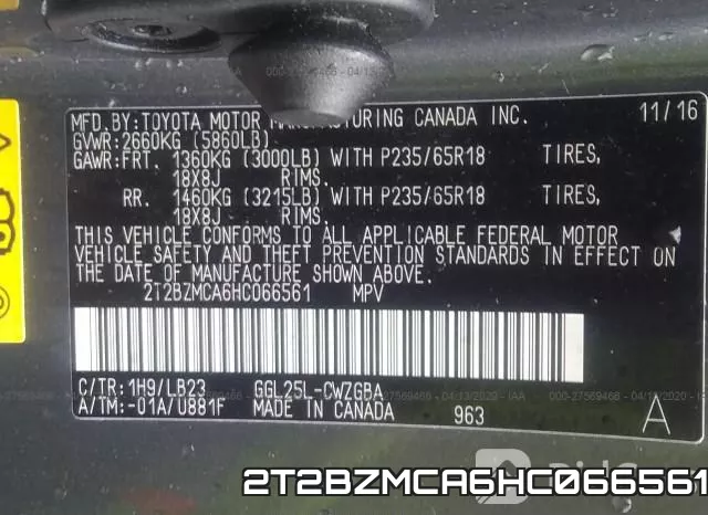 2T2BZMCA6HC066561 фото 10