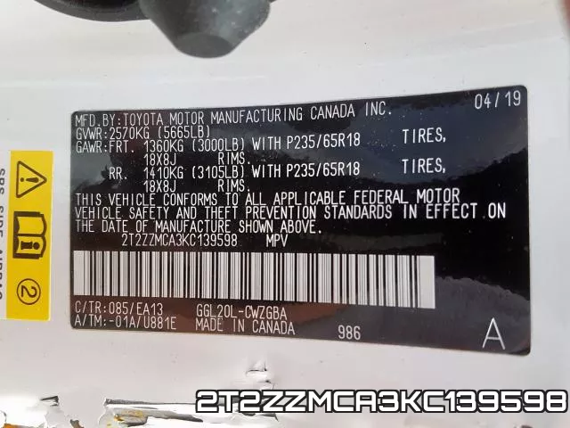 2T2ZZMCA3KC139598 фото 2
