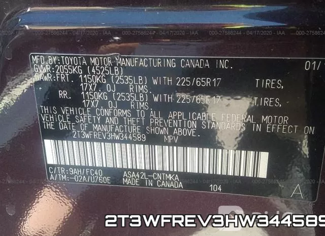 2T3WFREV3HW344589 фото 10
