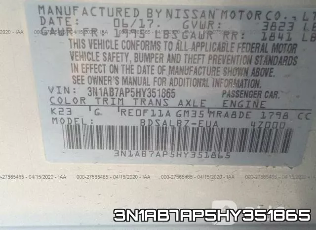 3N1AB7AP5HY351865 фото 10