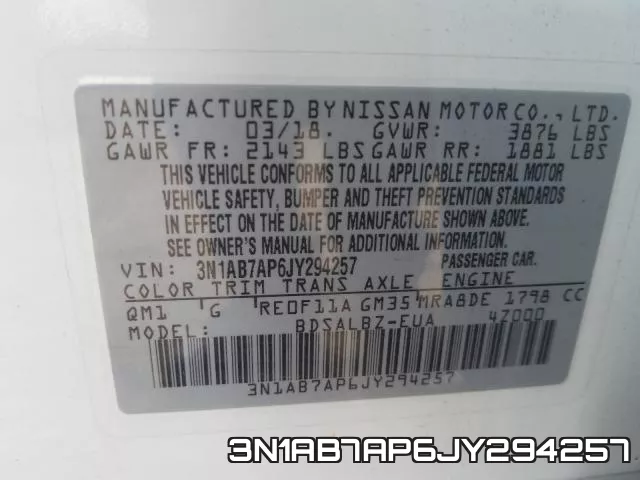 3N1AB7AP6JY294257 фото 2